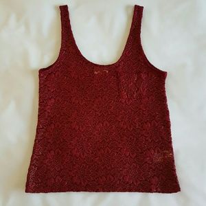 Pins and Needles Mesh See Thru Lace Tank Top EUC